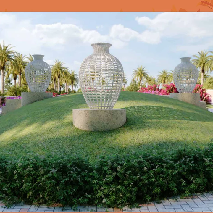 Landscaped garden circle rendering — artist's impression from the developer brochure