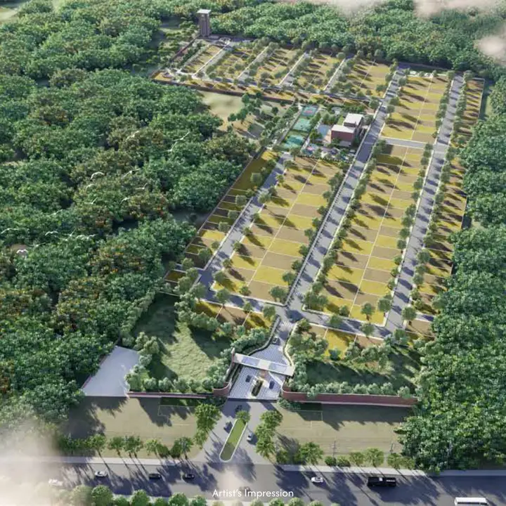Aerial layout rendering — artist's impression from the developer brochure