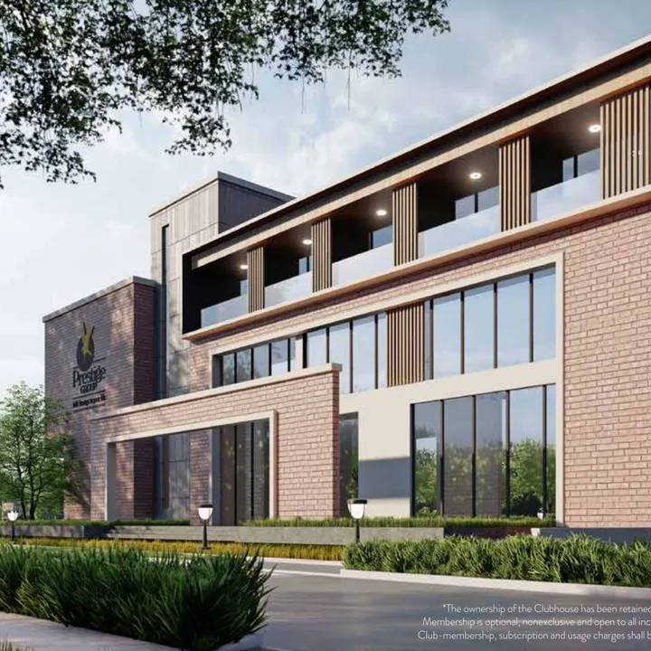 Clubhouse building rendering — artist's impression from the developer brochure