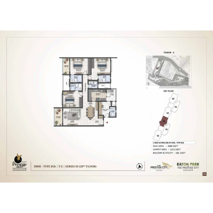 Eaton Park at The Prestige City 4 BHK unit plan variant on brochure page 56 Eaton Park at The Prestige City 4 BHK unit plan variant on brochure page 56