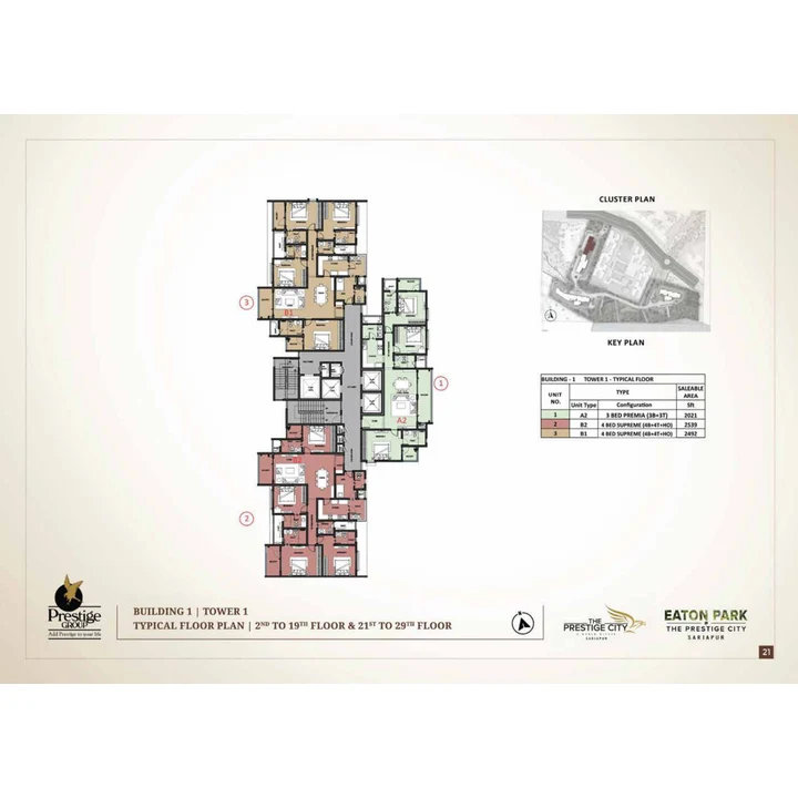 Eaton Park at The Prestige City Cluster plan variant on brochure page 21 Eaton Park at The Prestige City Cluster plan variant on brochure page 21
