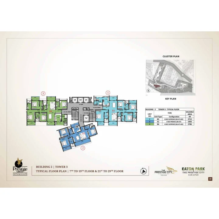 Eaton Park at The Prestige City Cluster plan variant on brochure page 31 Eaton Park at The Prestige City Cluster plan variant on brochure page 31