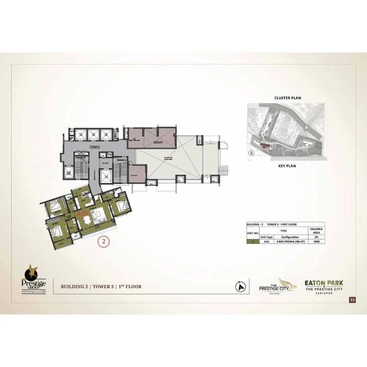 Eaton Park at The Prestige City Cluster plan variant on brochure page 33 Eaton Park at The Prestige City Cluster plan variant on brochure page 33
