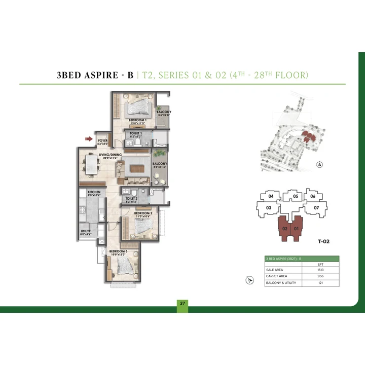 Fernvale at The Prestige City 3 BHK unit plan variant on brochure page 19 right Fernvale at The Prestige City 3 BHK unit plan variant on brochure page 19 right