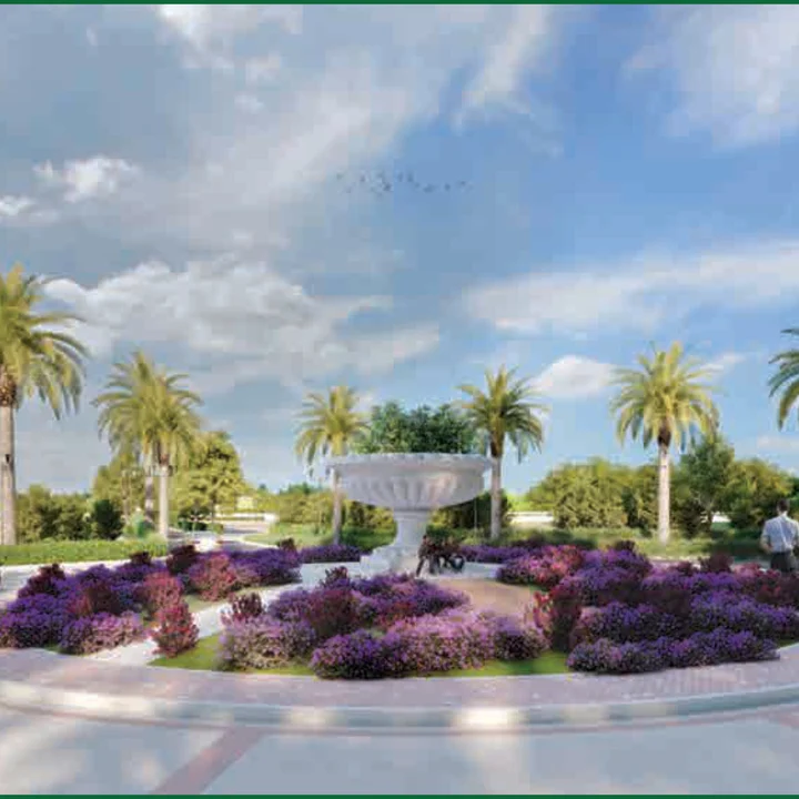 Sculpture garden rendering — artist's impression from the developer brochure