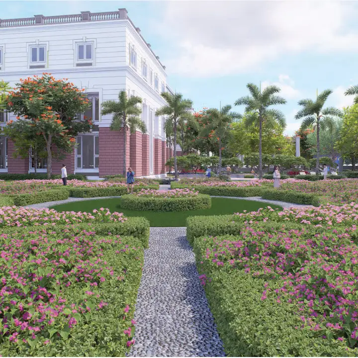 Formal garden rendering — artist's impression from the developer brochure